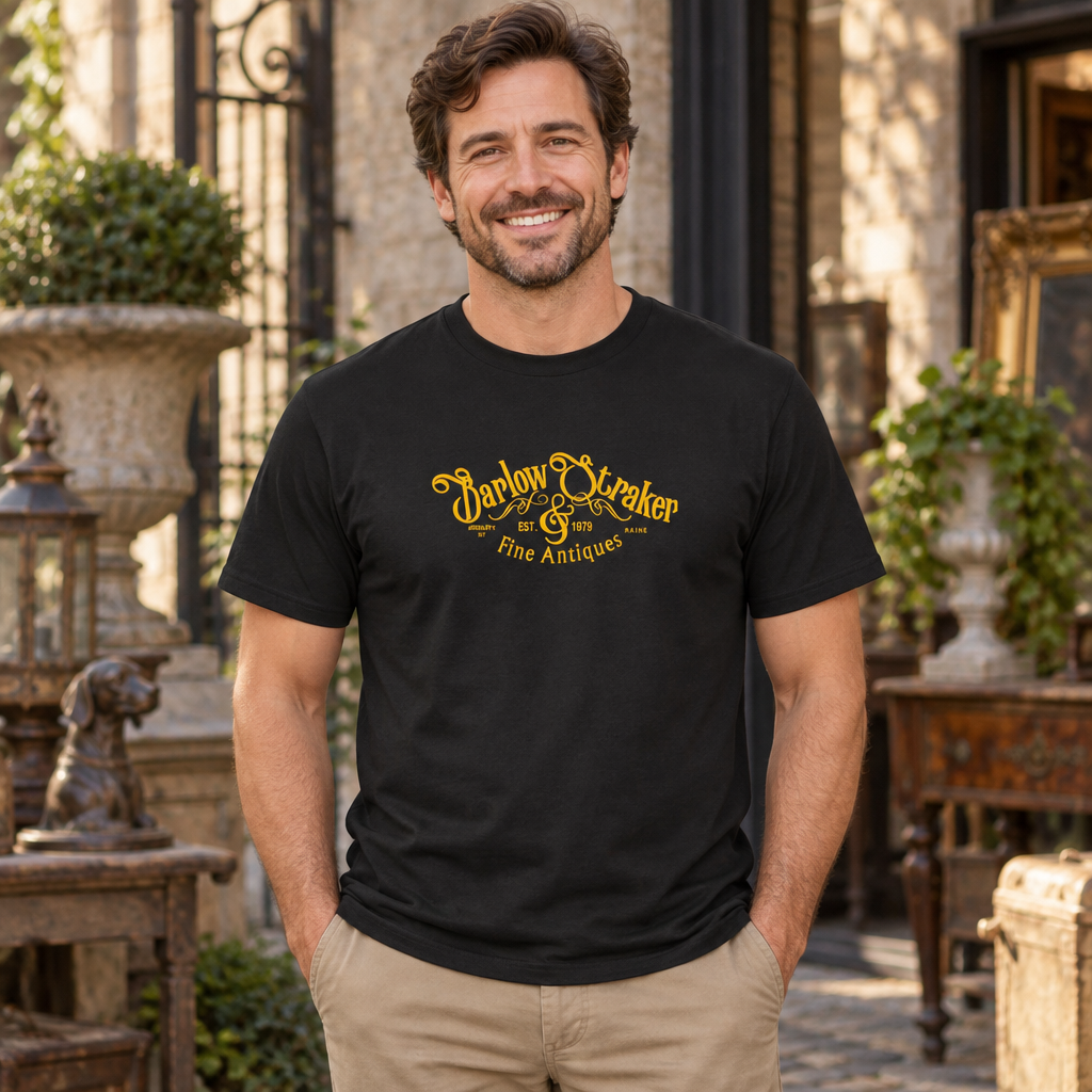 Barlow and Straker Fine Antiques — Black T-Shirt — lifestyle alt