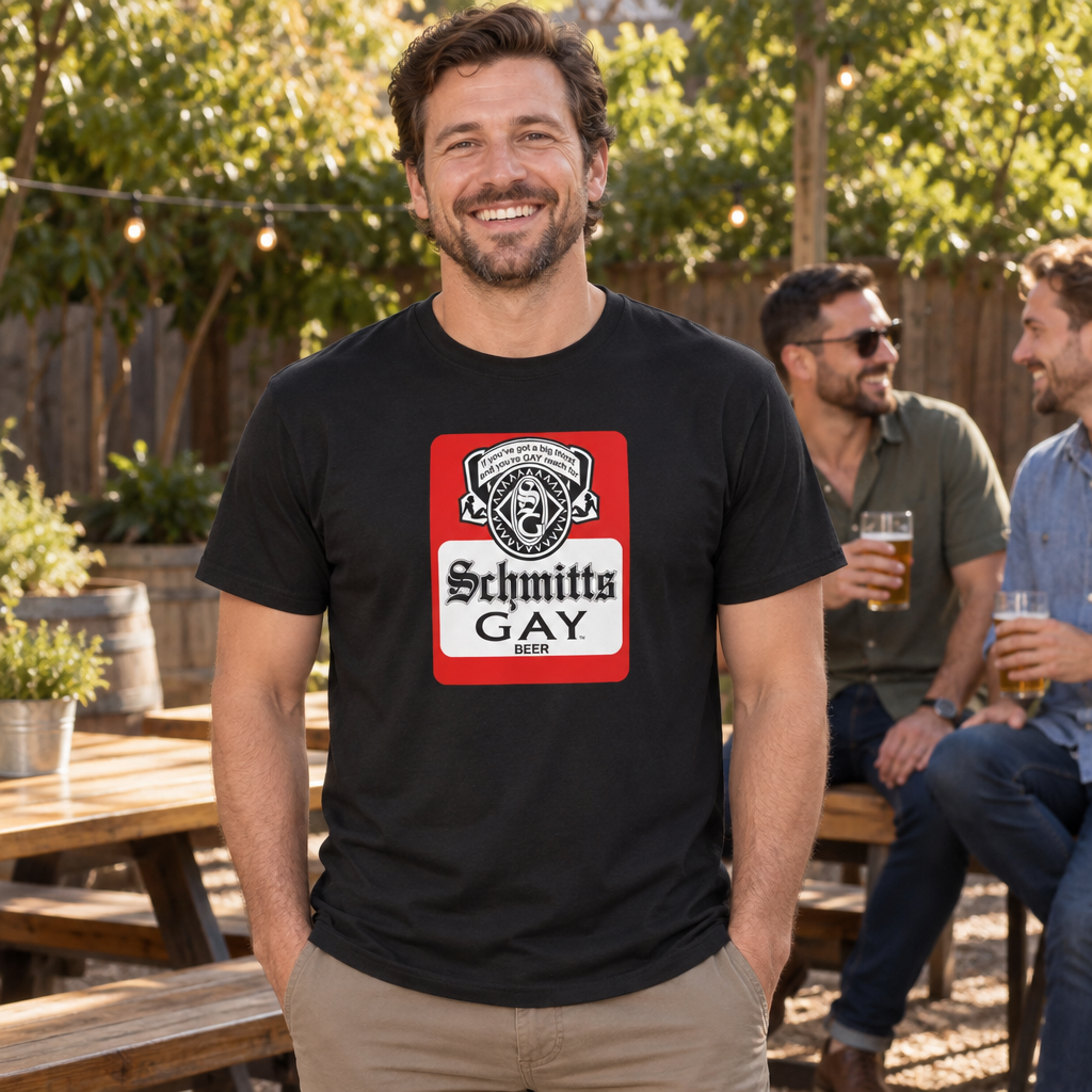 Schmitts Gay Beer — Black T-Shirt — lifestyle alt