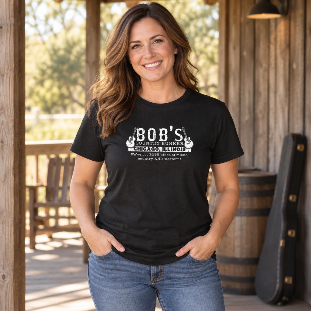 Bob's Country Bunker — Black T-Shirt — lifestyle alt