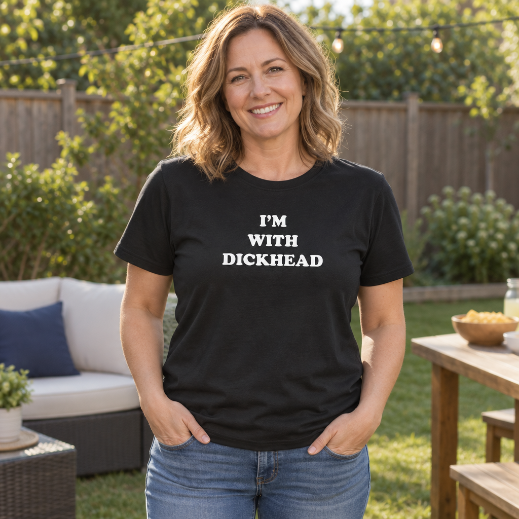 I'm With Dickhead Arrow — Black T-Shirt — lifestyle alt
