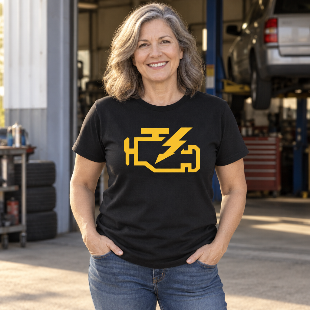 Check Engine Light — Black T-Shirt — lifestyle alt