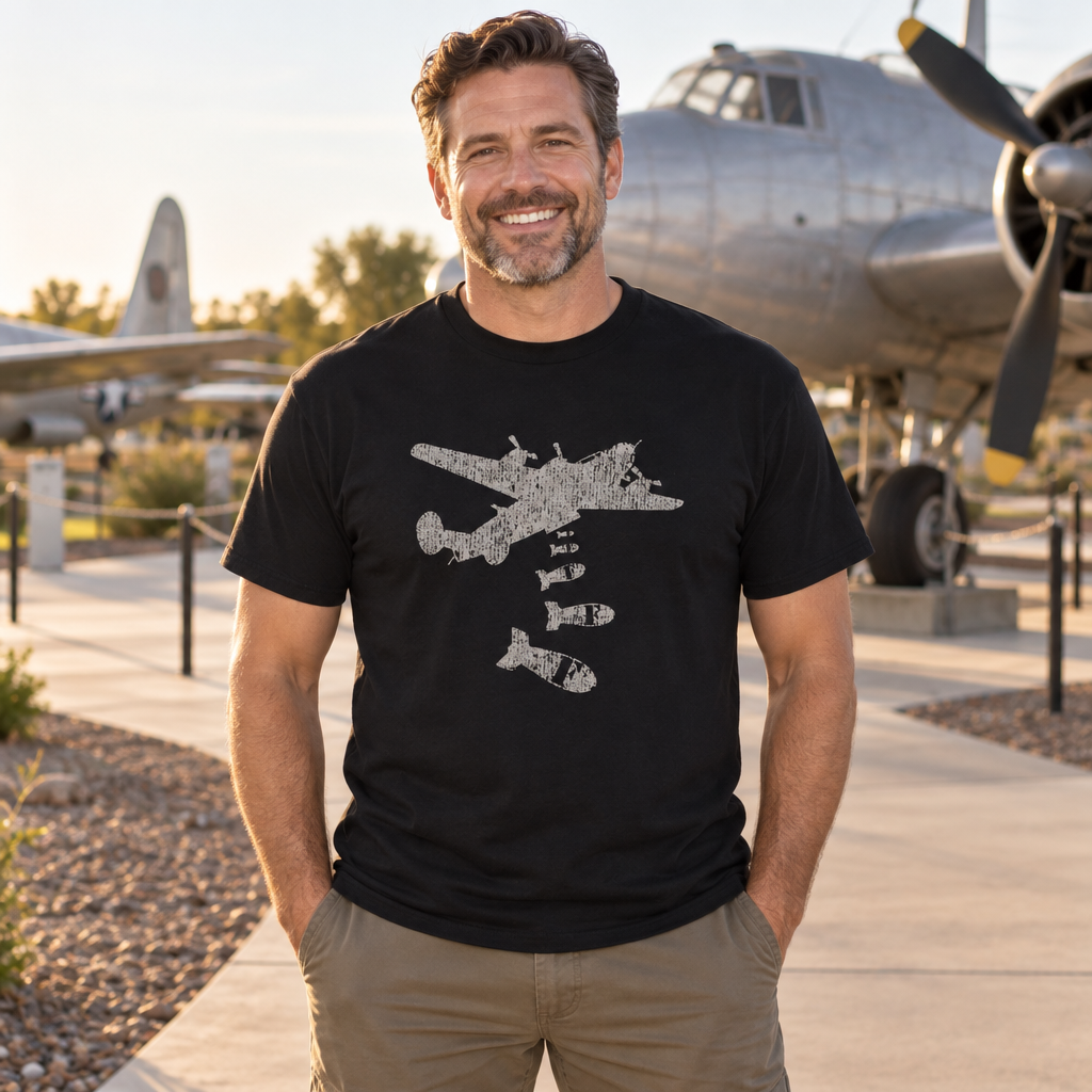 Dropping F Bombs Airplane — Black T-Shirt — lifestyle alt