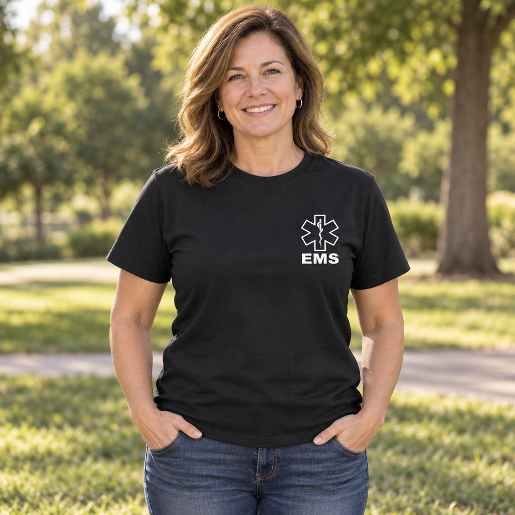 EMS Star of Life — Black T-Shirt — lifestyle alt