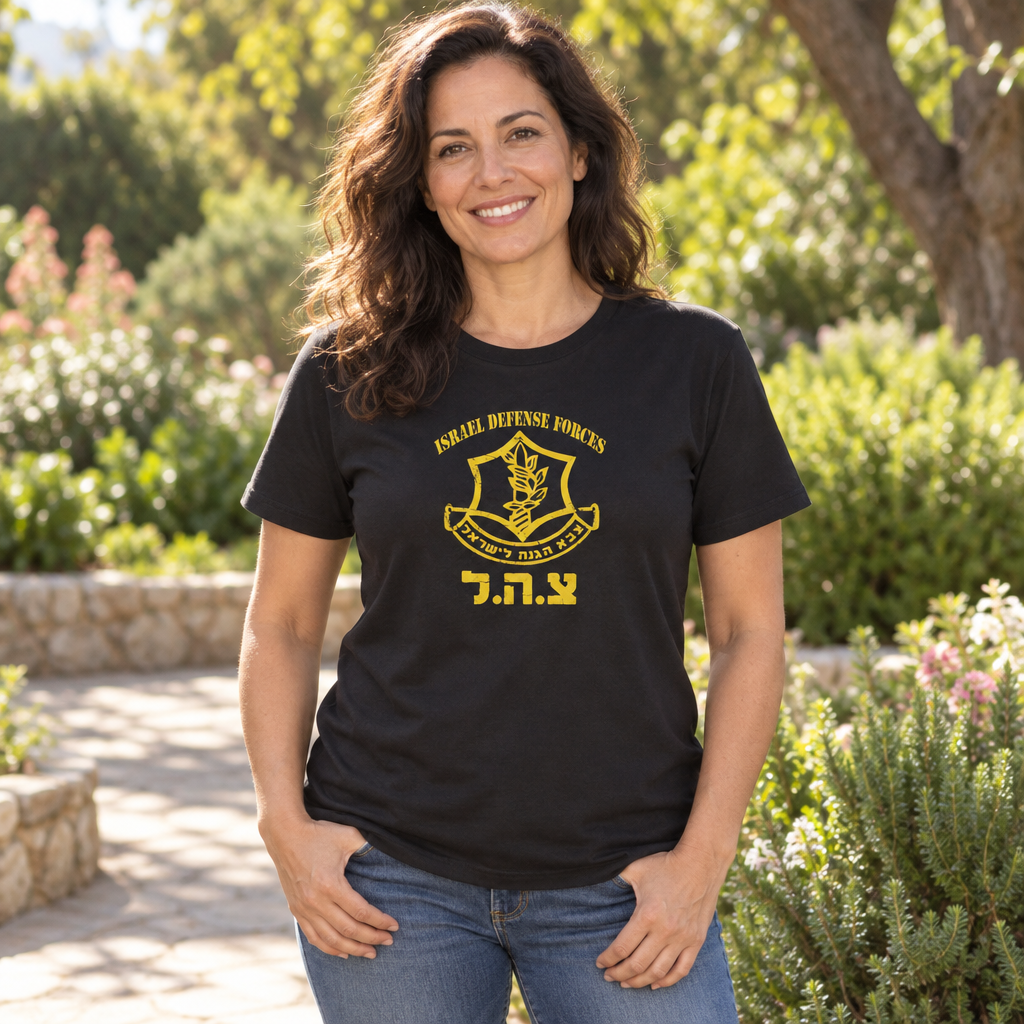 Israeli Defense Forces Emblem — Black T-Shirt — lifestyle alt