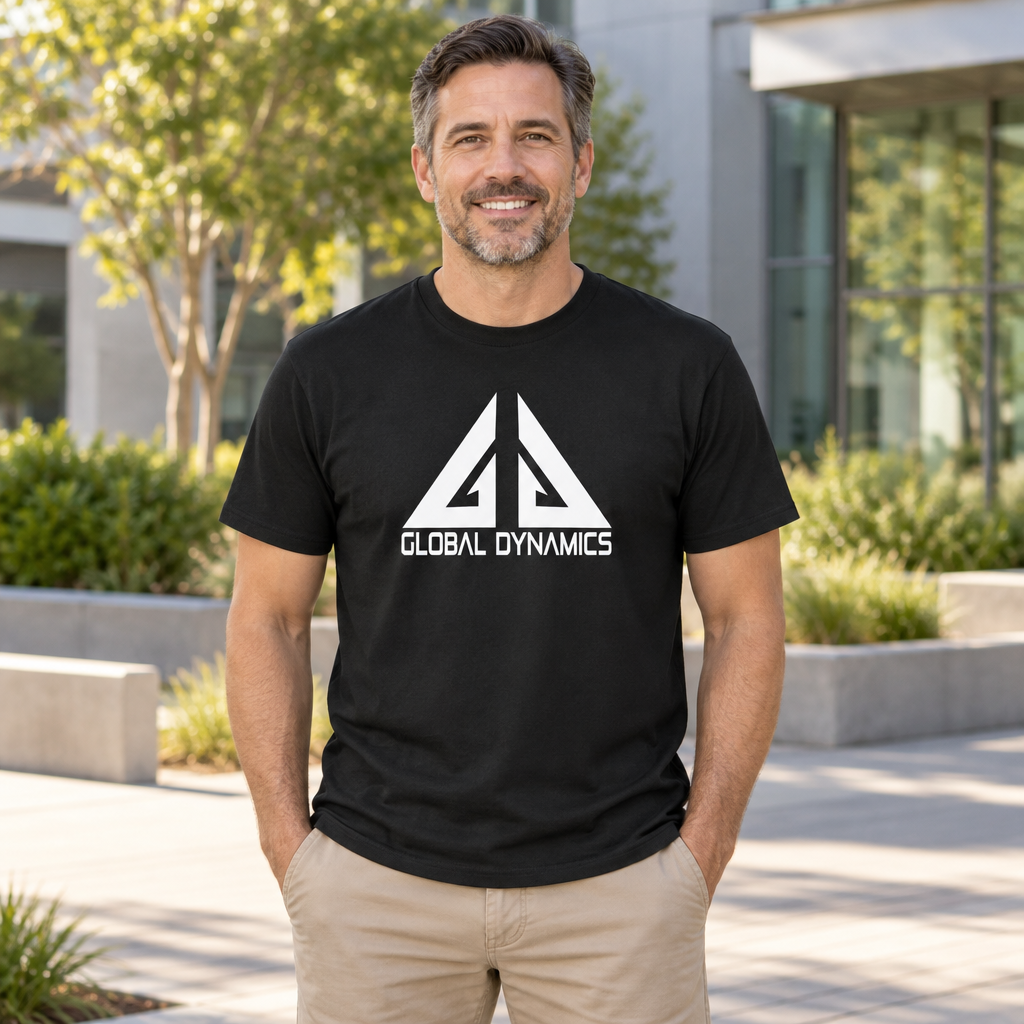 Global Dynamics — Black T-Shirt — lifestyle alt