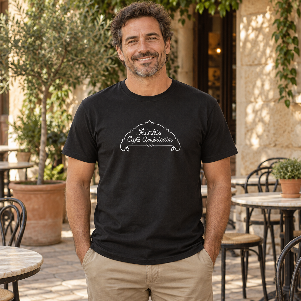 Rick's Cafe Americain — Black T-Shirt — lifestyle alt