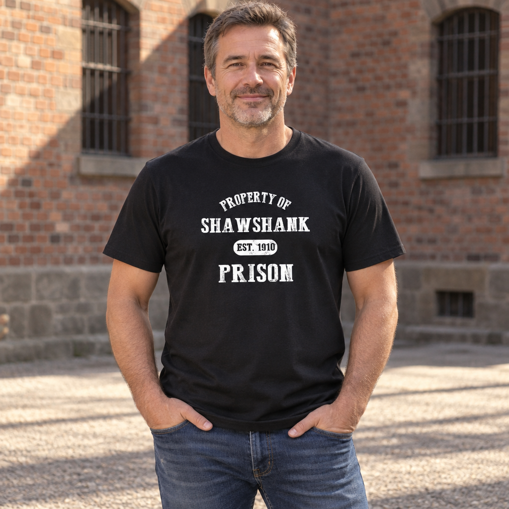 Property of Shawshank Prison — Black T-Shirt — lifestyle alt