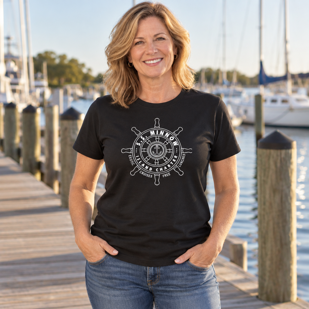 SS Minnow Charters — Black T-Shirt — lifestyle alt