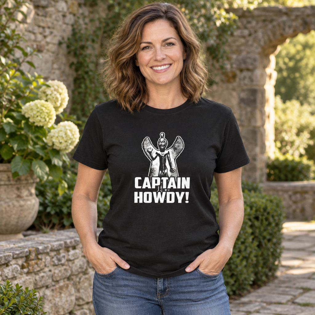 Captain Howdy Winged Figure — Black T-Shirt — lifestyle alt