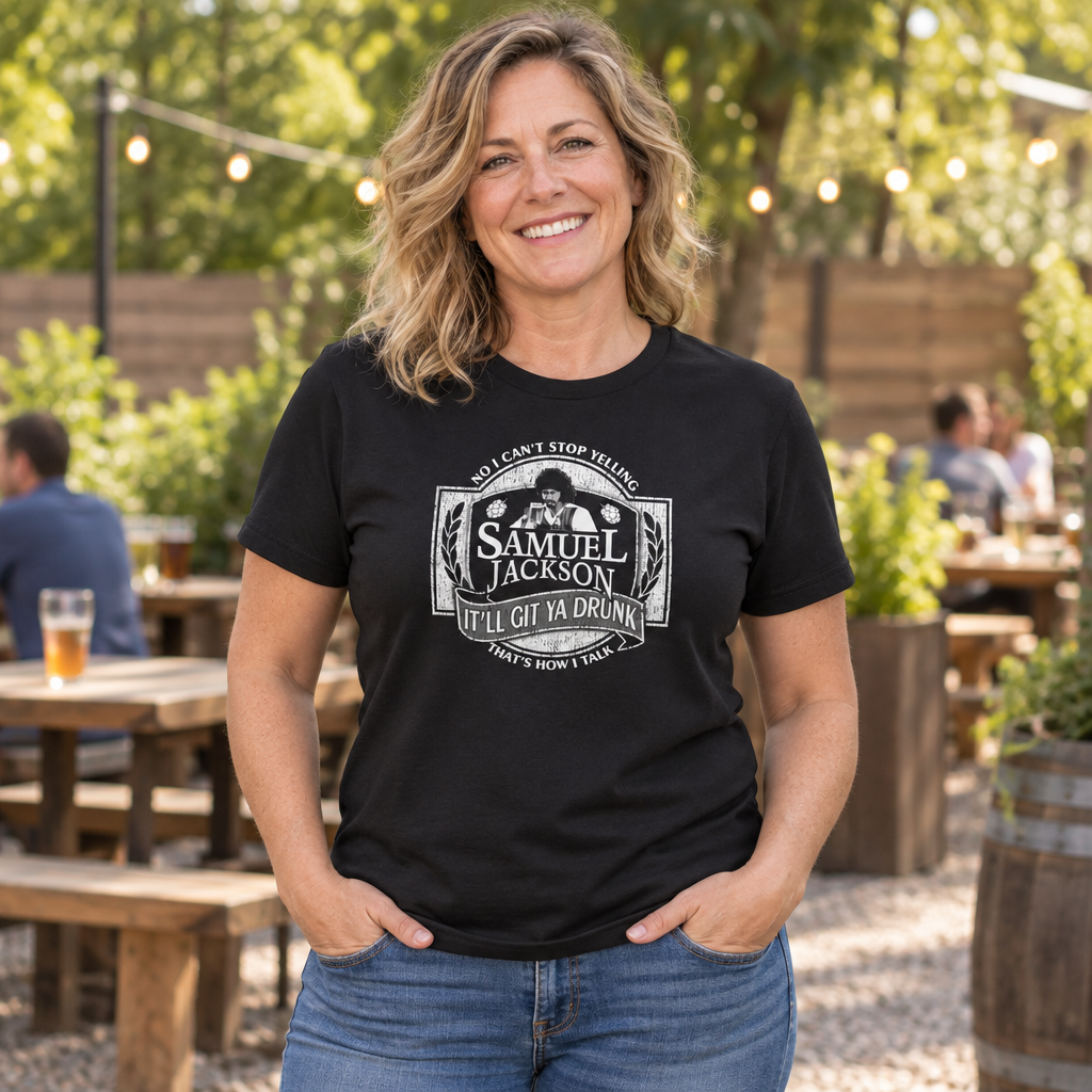 Samuel Jackson Beer — Black T-Shirt — lifestyle alt