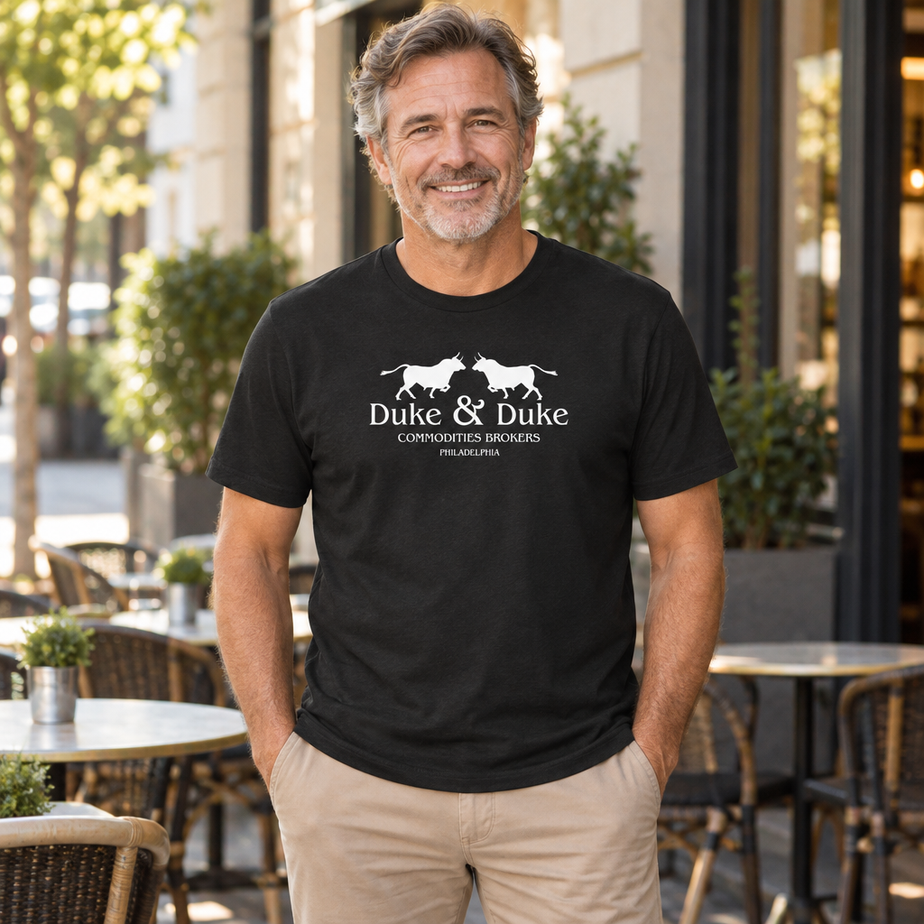 Duke and Duke Commodities Brokers — Black T-Shirt — lifestyle alt