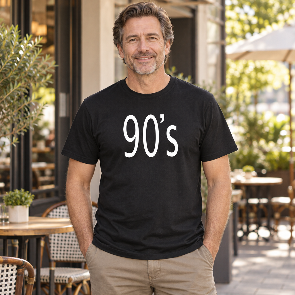 90s Lettering — Black T-Shirt — lifestyle alt