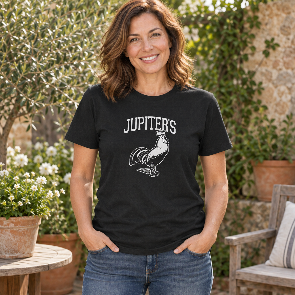 Jupiter's Rooster — Black T-Shirt — lifestyle alt