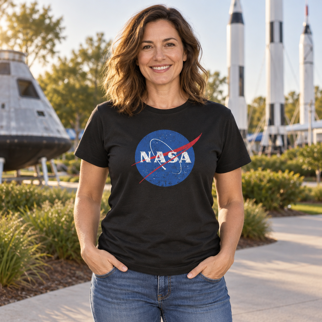 NASA Blue Space Emblem — Black T-Shirt — lifestyle alt