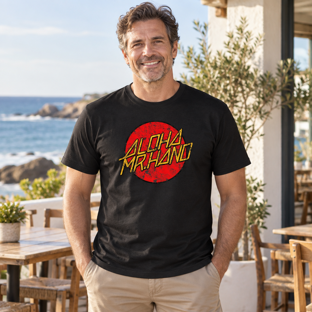 Aloha Mr. Hand — Black T-Shirt — lifestyle alt