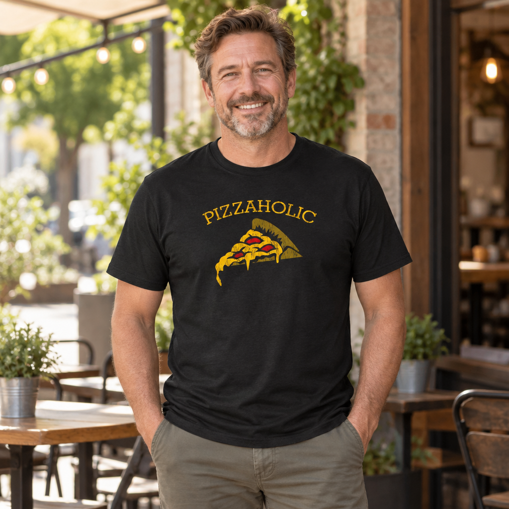 Pizzaholic — Black T-Shirt — lifestyle alt