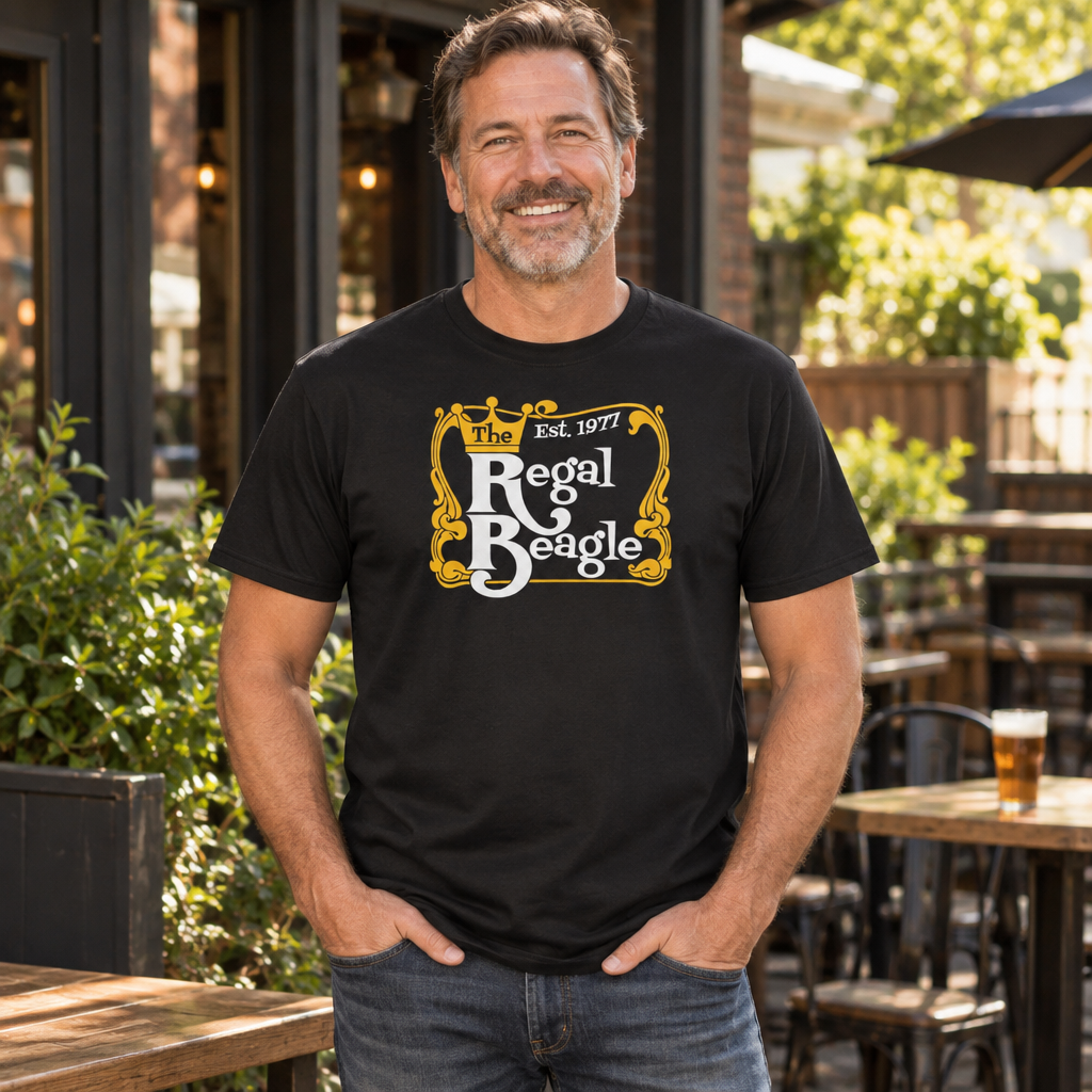 The Regal Beagle — Black T-Shirt — lifestyle alt