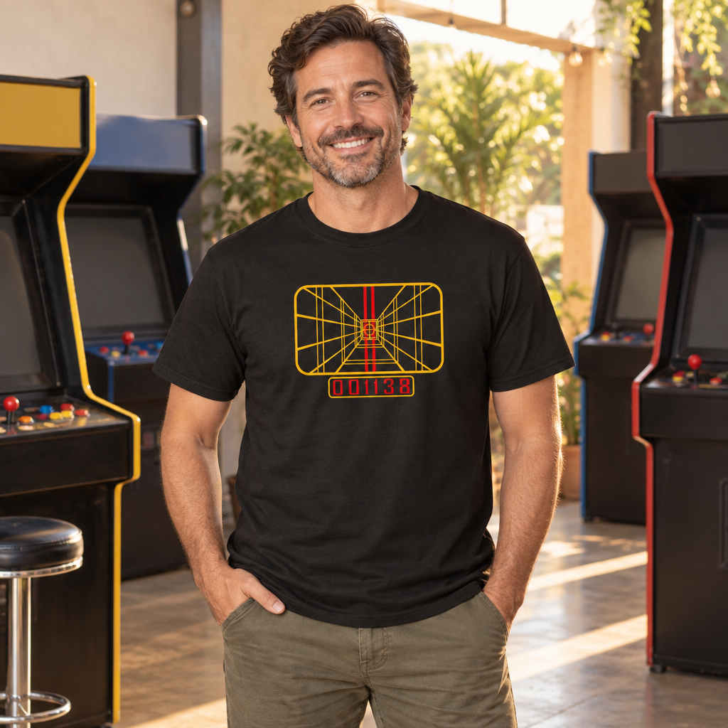 Stay on Target Display — Black T-Shirt — lifestyle alt