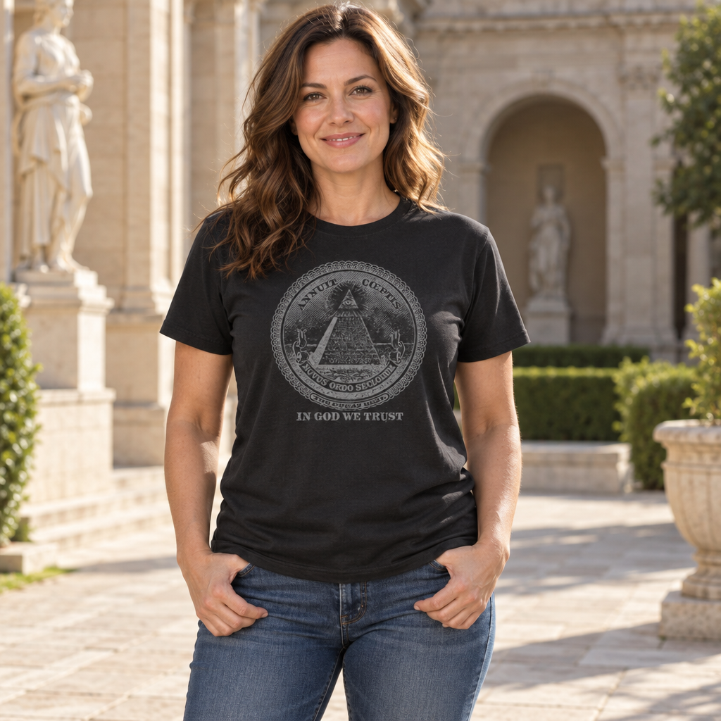 The Great Seal Pyramid Eye — Black T-Shirt — lifestyle alt