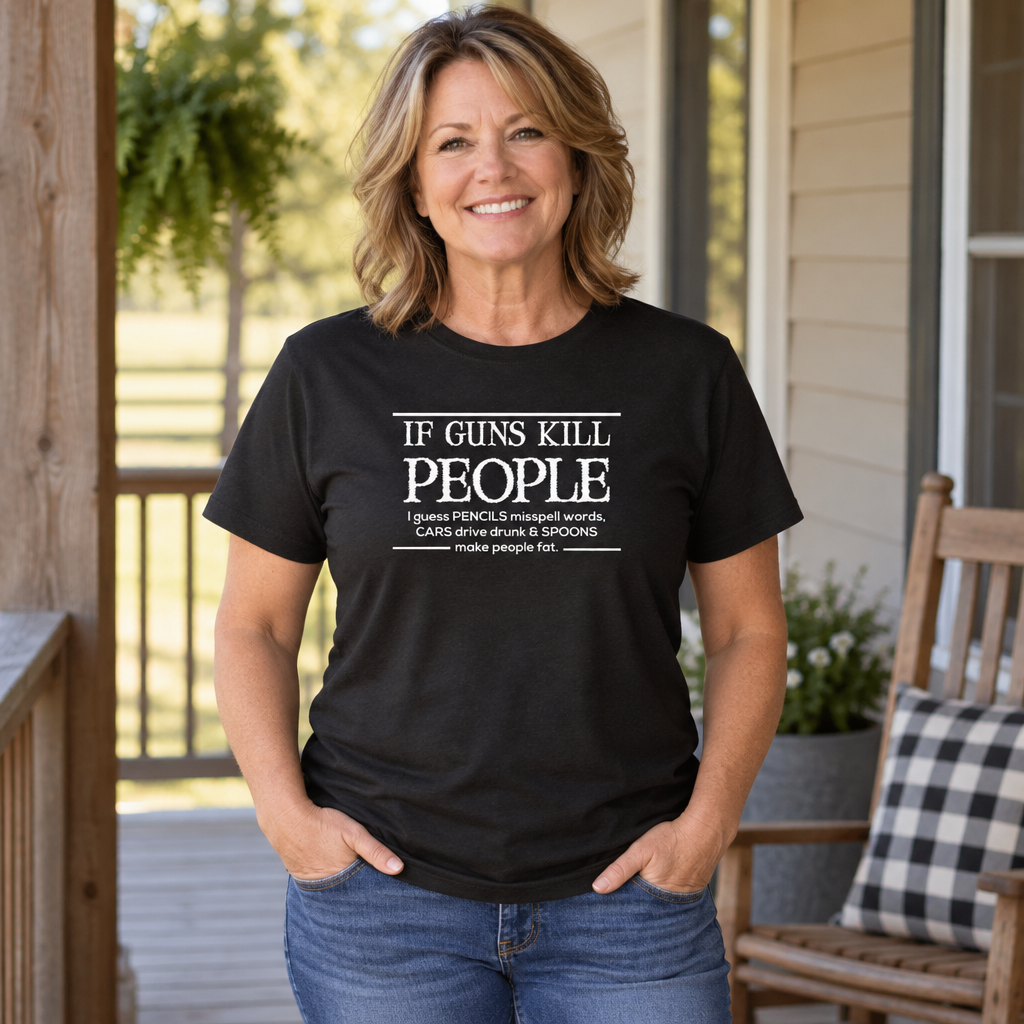 If Guns Kill People Pencils Misspell Words — Black T-Shirt — lifestyle alt