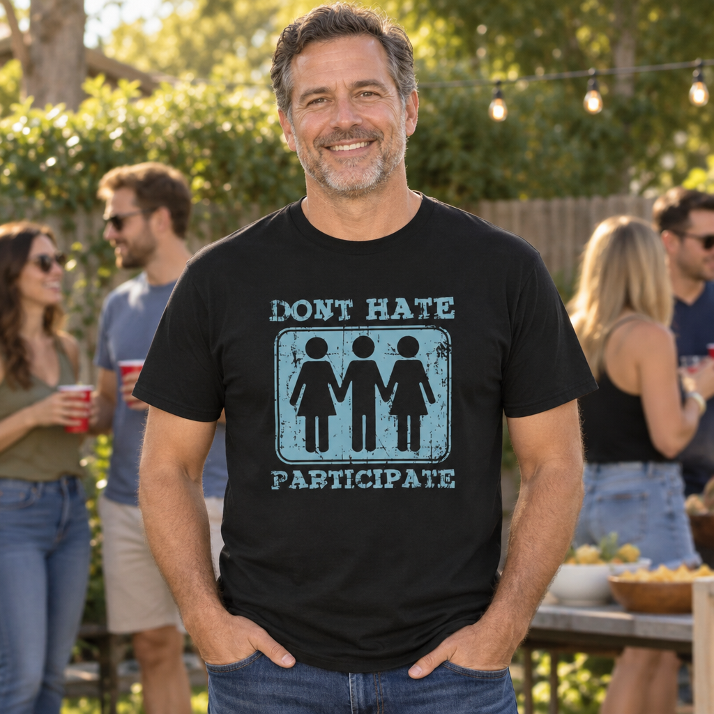Don't Hate Participate — Black T-Shirt — lifestyle alt