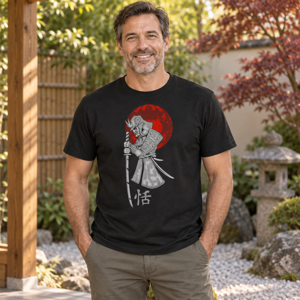 Samurai Sword Illustration — Black T-Shirt — lifestyle alt