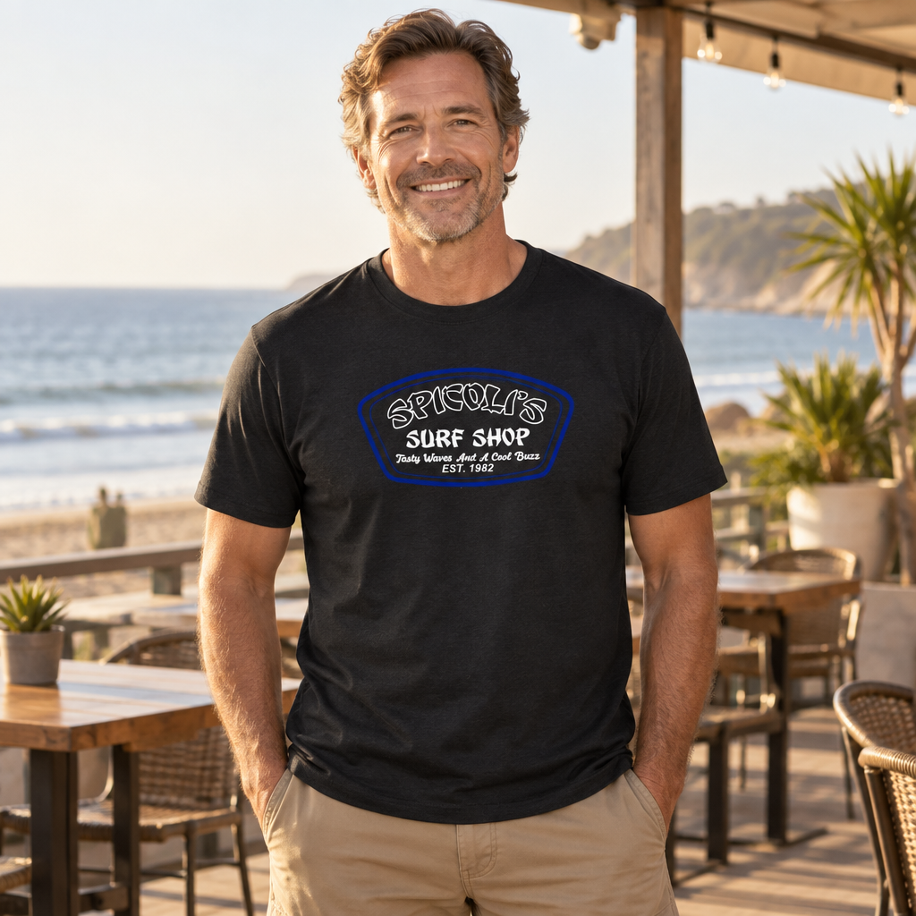Spicoli's Surf Shop — Black T-Shirt — lifestyle alt
