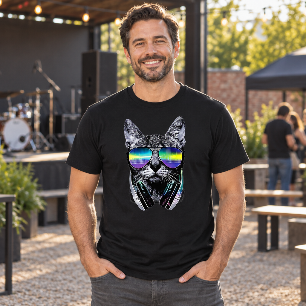 DJ Cat — Black T-Shirt — lifestyle alt