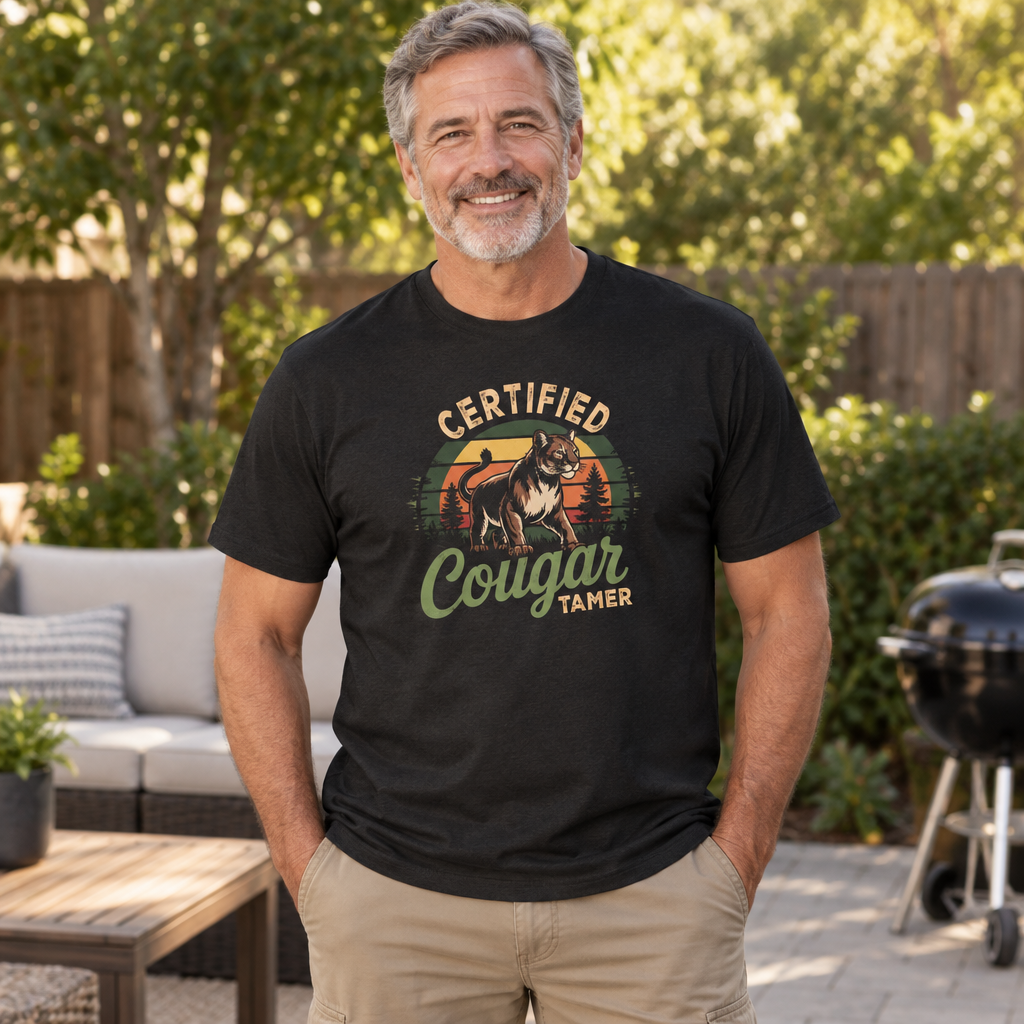 Certified Cougar Tamer — Black T-Shirt — lifestyle alt