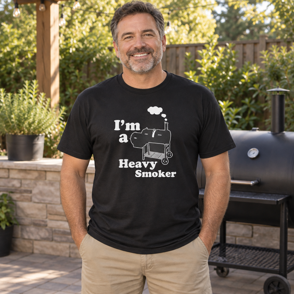 I'm a Heavy Smoker BBQ — Black T-Shirt — lifestyle alt