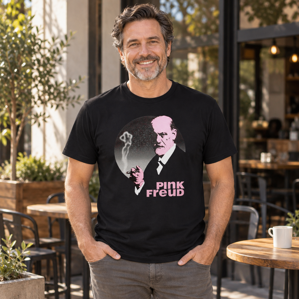 Pink Freud — Black T-Shirt — lifestyle alt