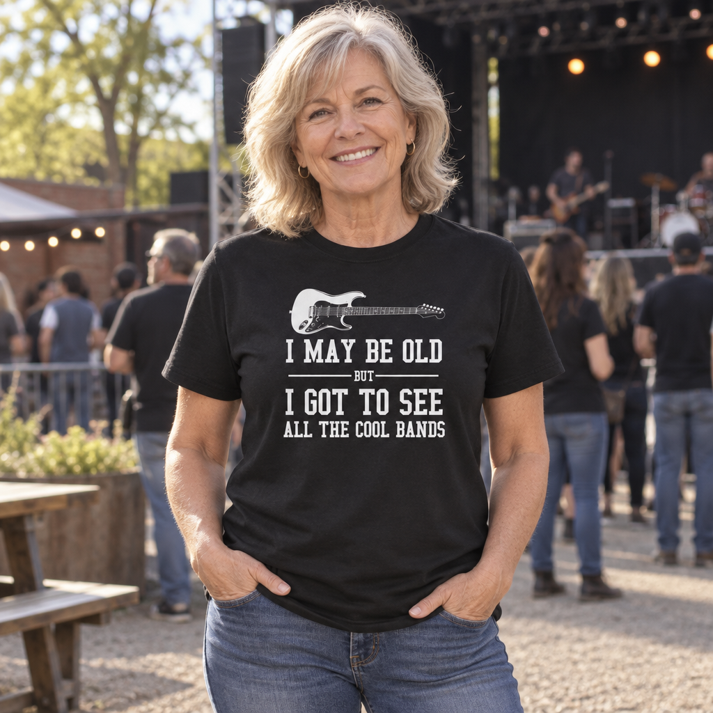I Got to See All the Cool Bands — Black T-Shirt — lifestyle alt