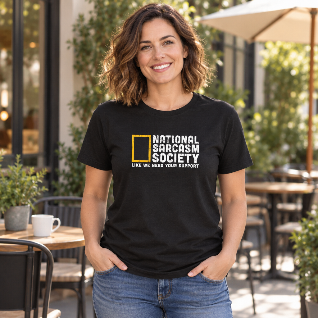 National Sarcasm Society — Black T-Shirt — lifestyle alt