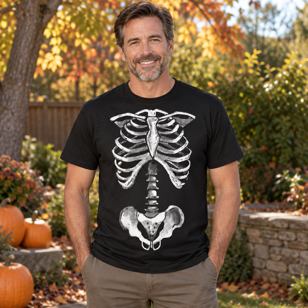 Skeleton Rib Cage — Black T-Shirt — lifestyle alt