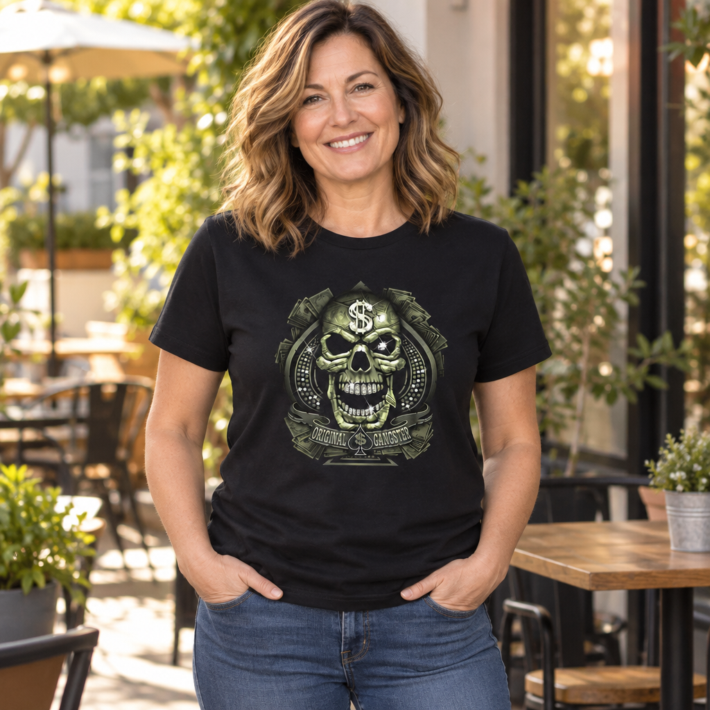 Original Gangster Skull — Black T-Shirt — lifestyle alt
