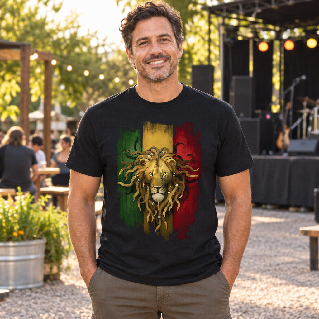 Rasta Lion — Black T-Shirt — lifestyle alt