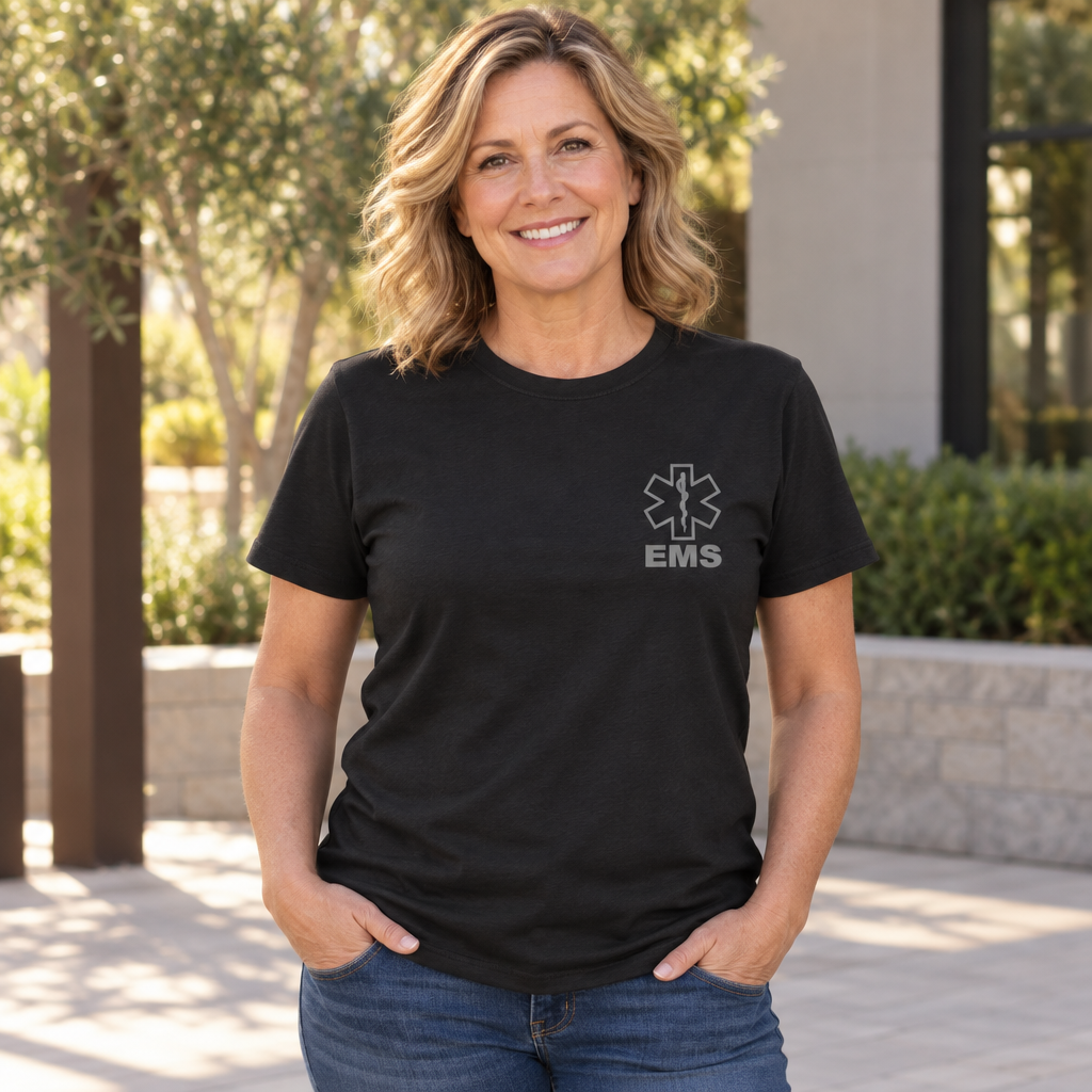 EMS Star of Life — Black T-Shirt — lifestyle alt