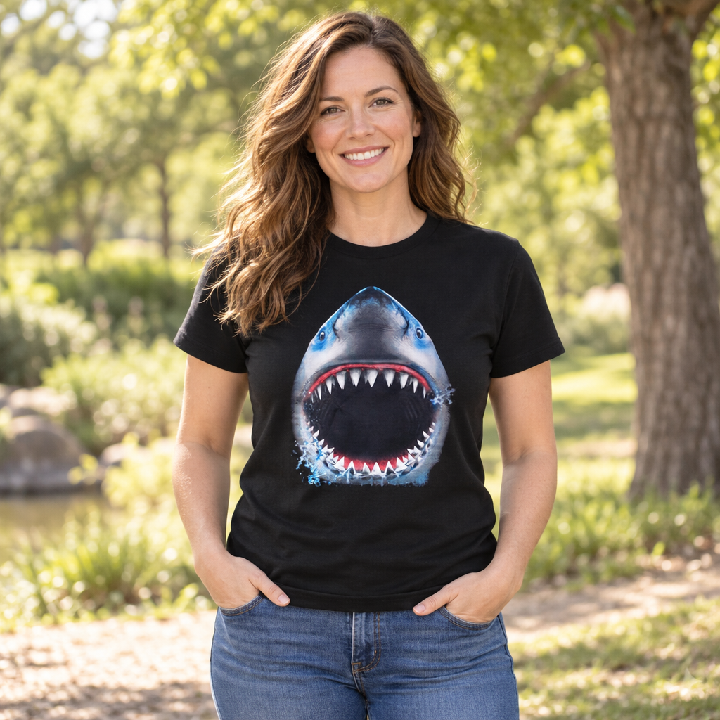 Great White Shark — Black T-Shirt — lifestyle alt