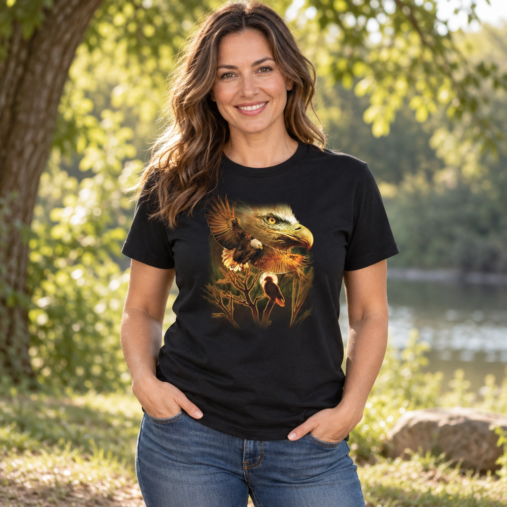 Bald Eagle Portrait — Black T-Shirt — lifestyle alt
