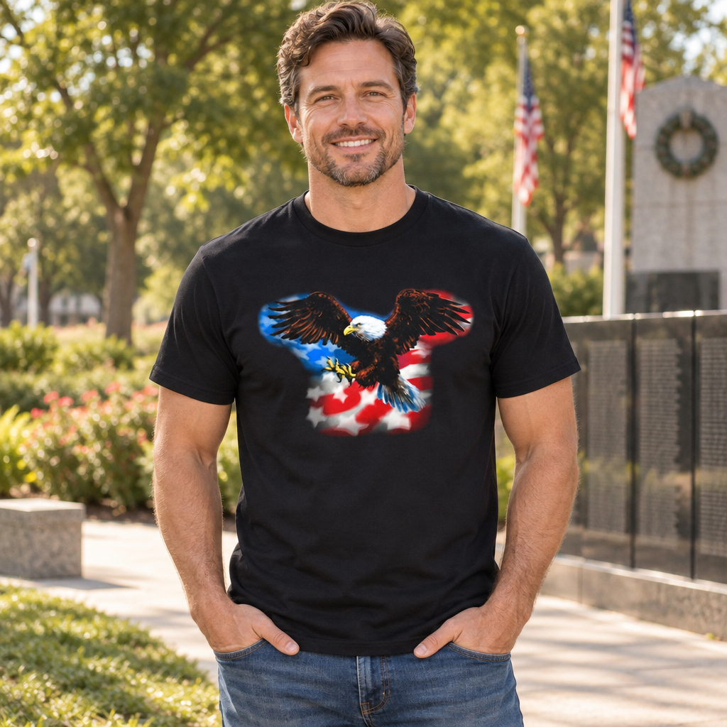 American Flag Eagle — Black T-Shirt — lifestyle alt
