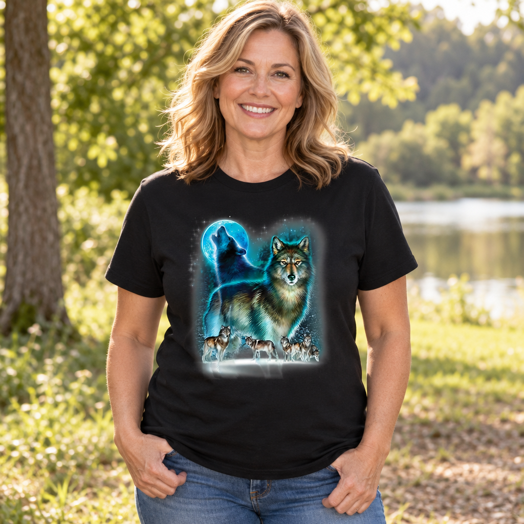 Howling Wolf Pack — Black T-Shirt — lifestyle alt