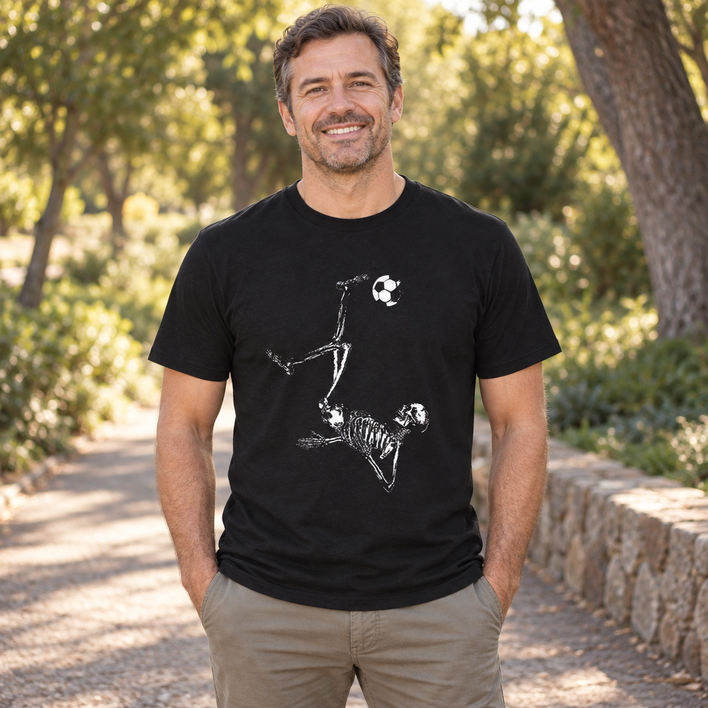 Soccer Skeleton — Black T-Shirt — lifestyle alt