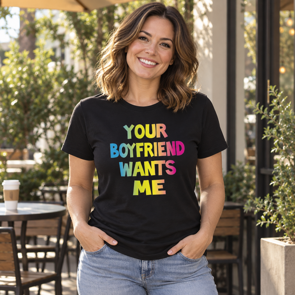 Your Boyfriend Wants Me — Black T-Shirt — lifestyle alt