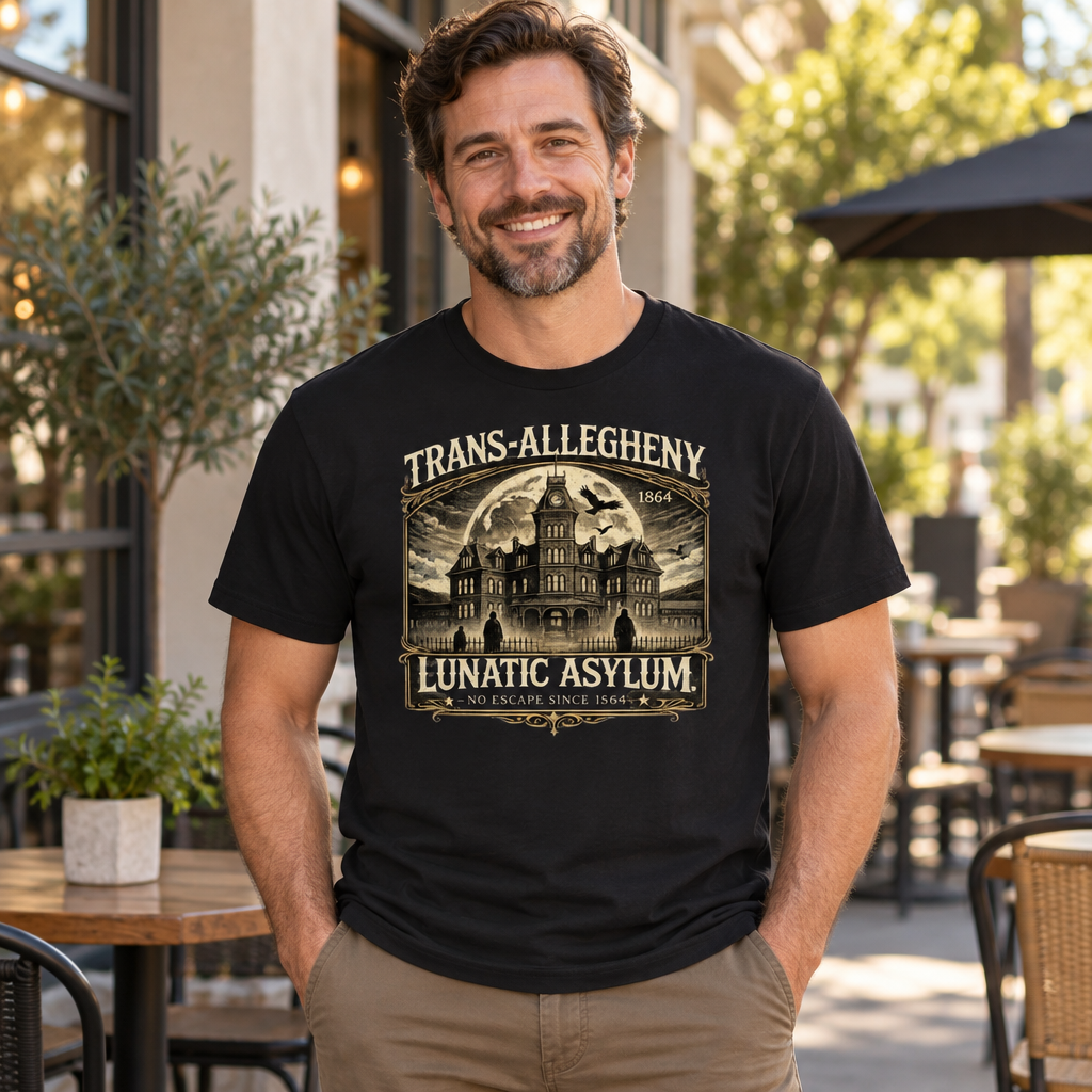 Trans-Allegheny Lunatic Asylum — Black T-Shirt — lifestyle alt