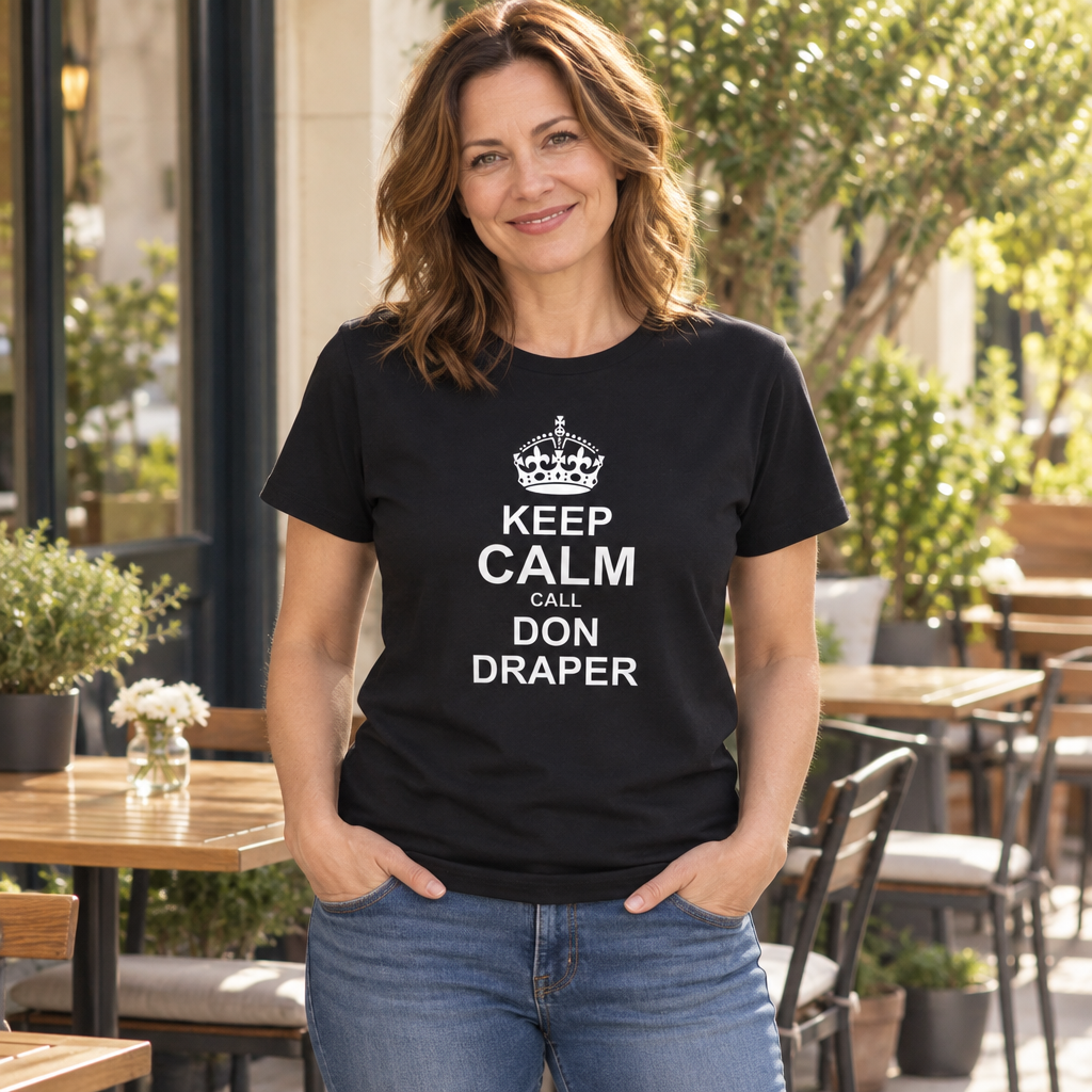 Keep Calm Call Don Draper — Black T-Shirt — lifestyle alt
