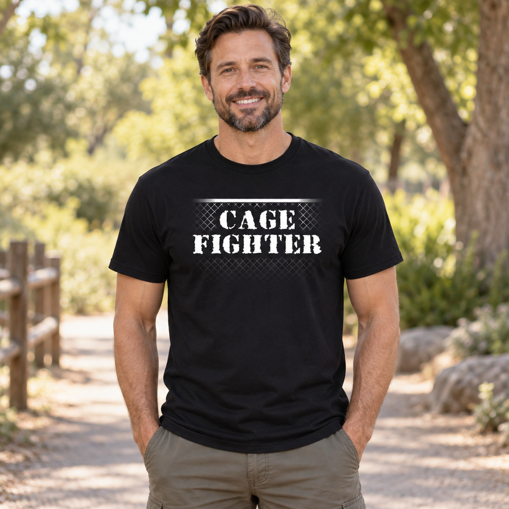Cage Fighter — Black T-Shirt — lifestyle alt