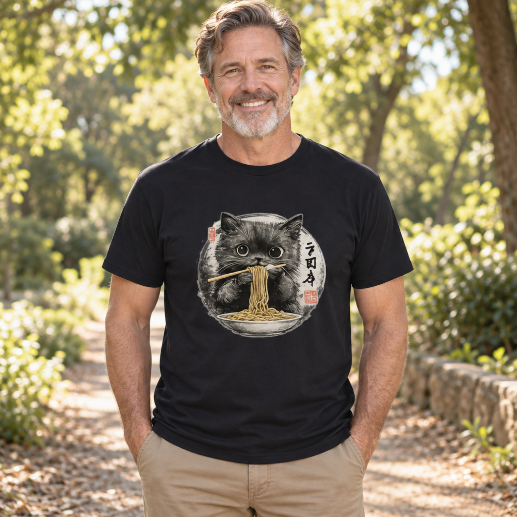 Ramen Cat — Black T-Shirt — lifestyle alt