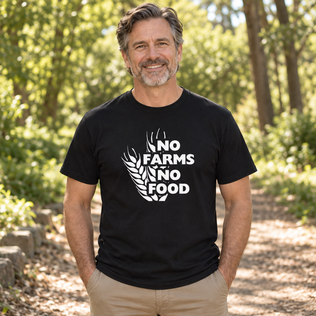No Farms No Food — Black T-Shirt — lifestyle alt