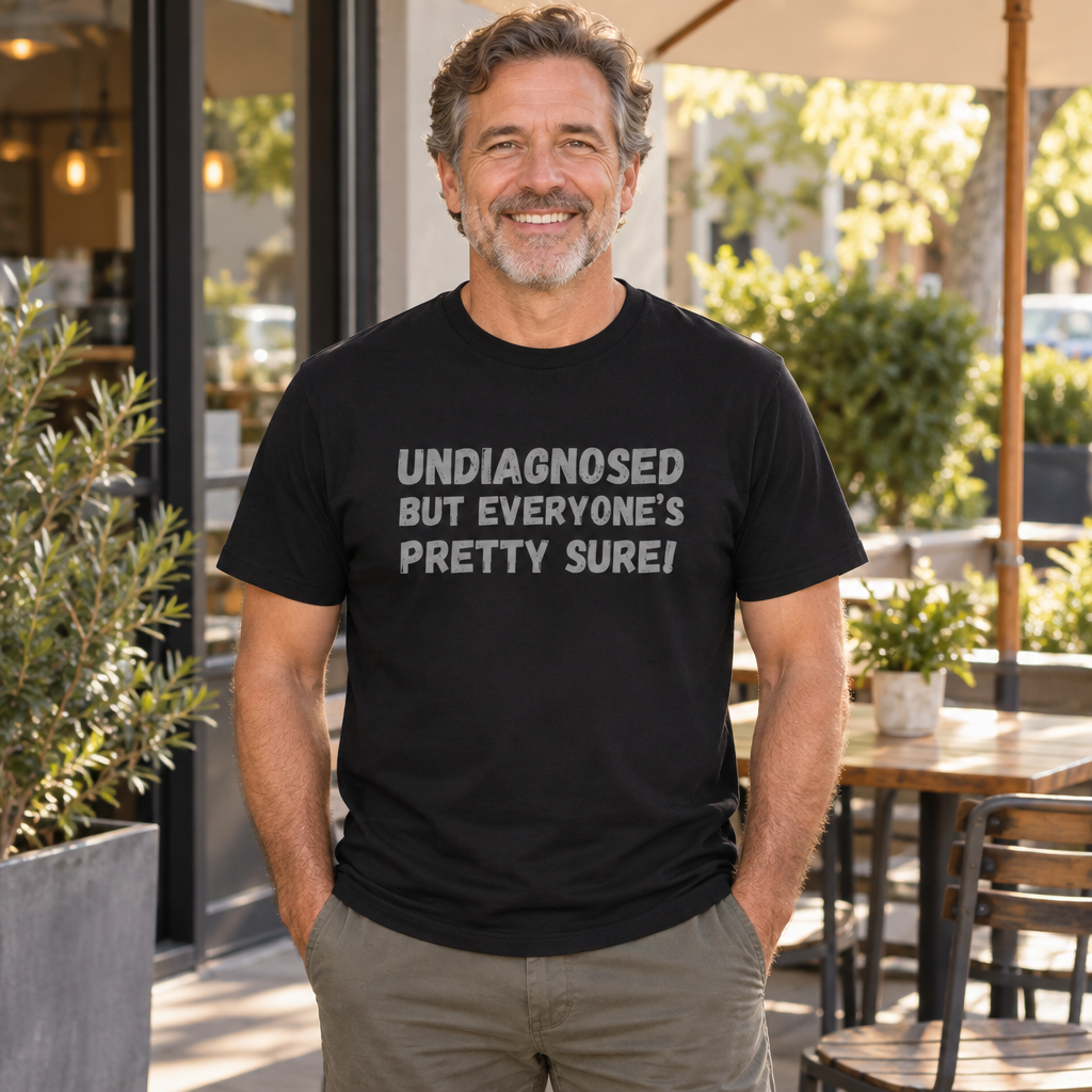 Undiagnosed But Everyone's Pretty Sure — Black T-Shirt — lifestyle alt