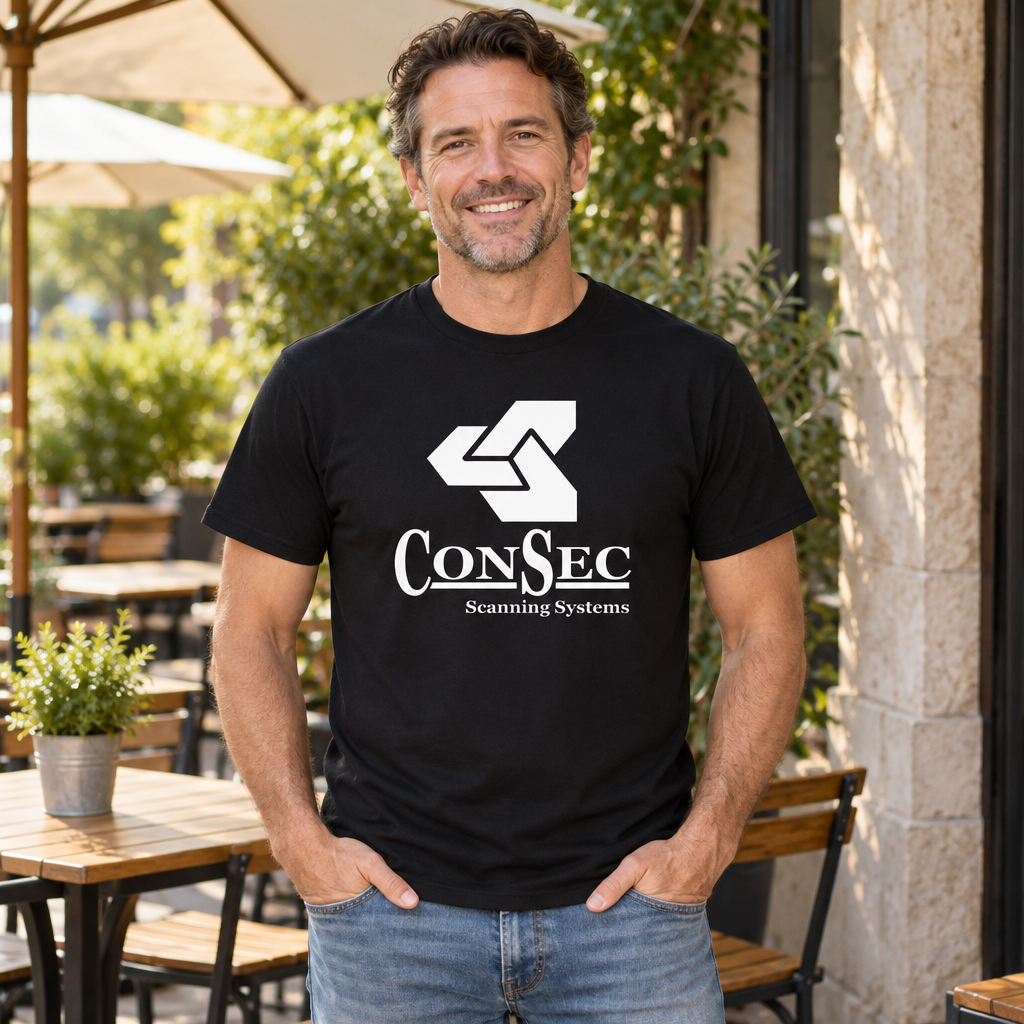 ConSec Scanning Systems — Black T-Shirt — lifestyle alt